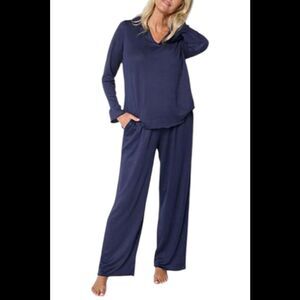 Comfort Code Women's 2pk Hacci Ribbed Knit PJ Set Navy - Regular